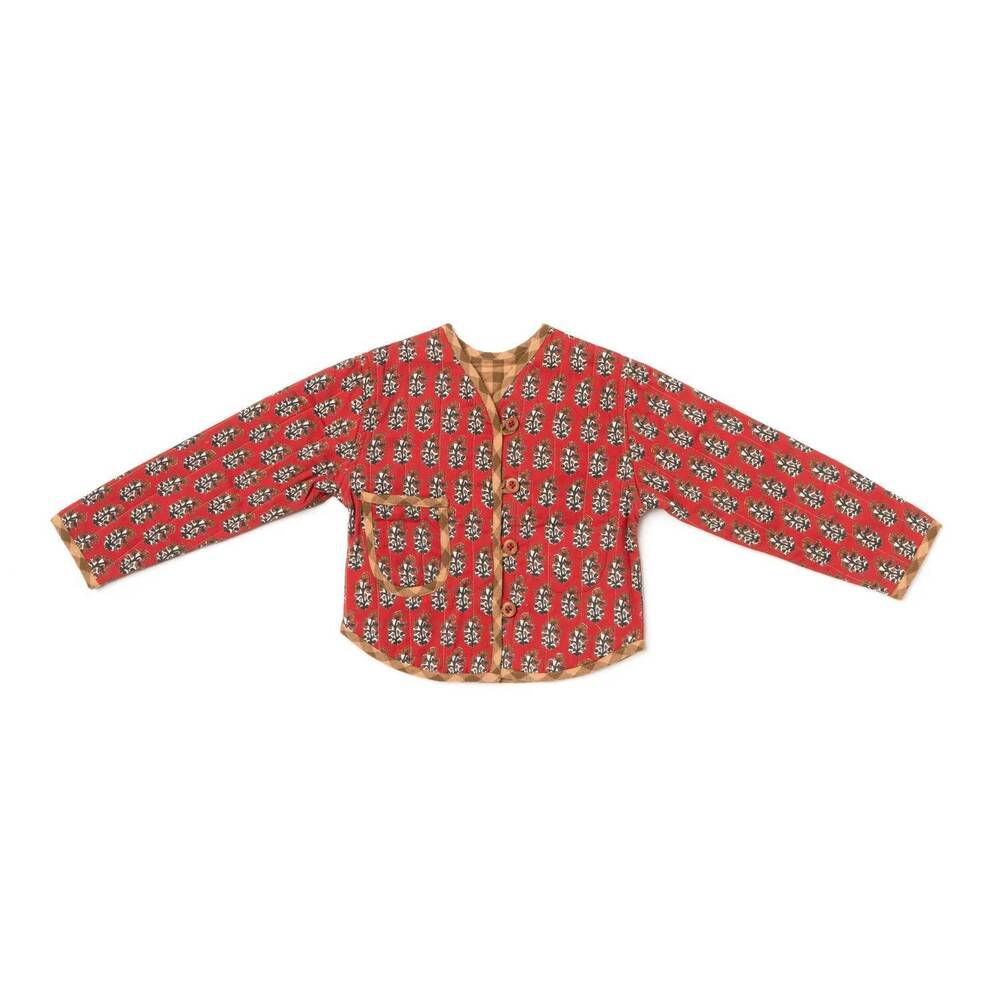 NEW LALI kids quilt reversible jacket in red/ tan